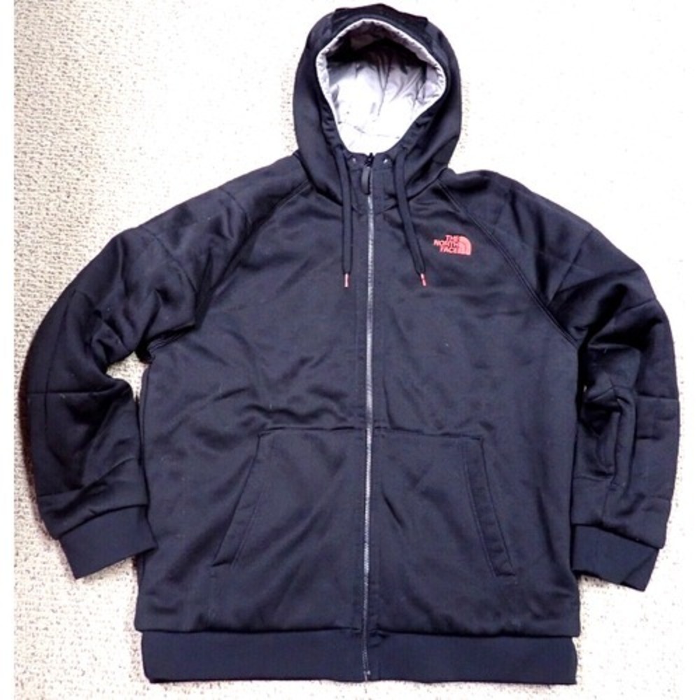 The North Face Reversible Jacket Mens XL Black Grey Good Quilted Hooded Puffer - Picture 2 of 15